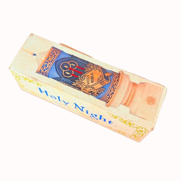 Religious Christmas Jasco Candle on Stand Vintage 1978 Holy Night Hand Decorated - Picture 6 of 16